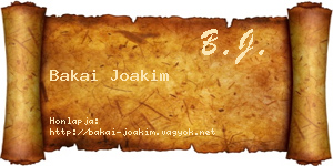 Bakai Joakim névjegykártya